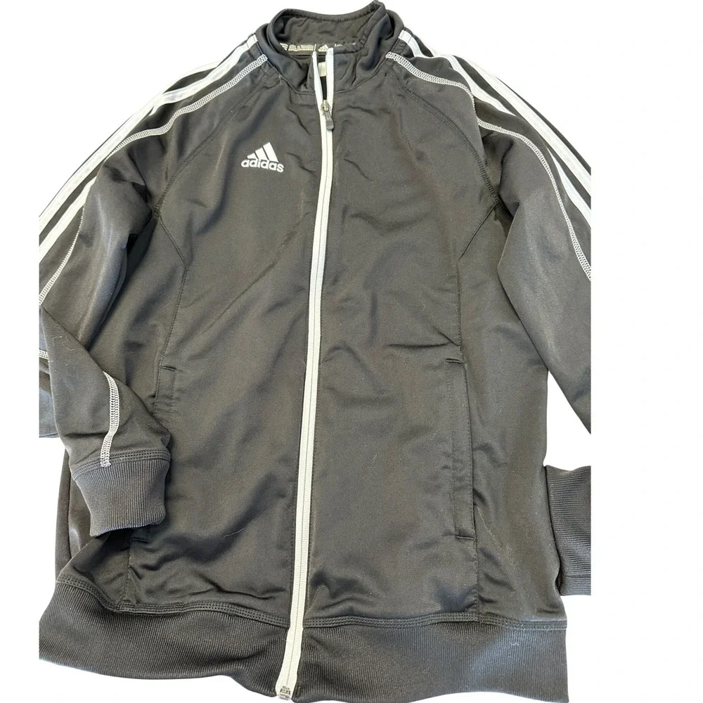 Adidas Mens Full Zip Track Jacket Black White Stripe‎ Performance Small
